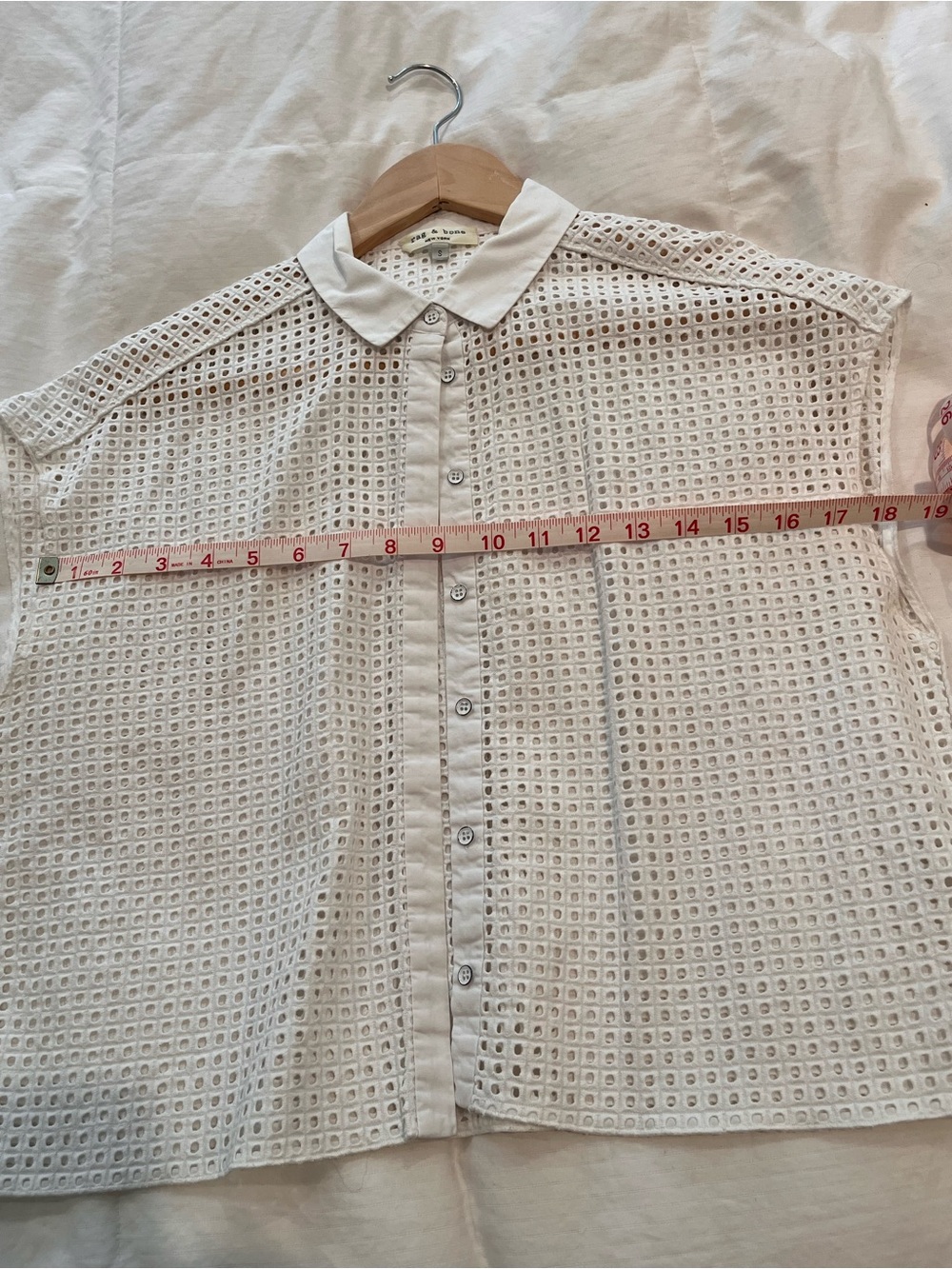 Rag & Bone Cotton White Sleeveless Eyelet Button-Down Top - Picture 6 of 8